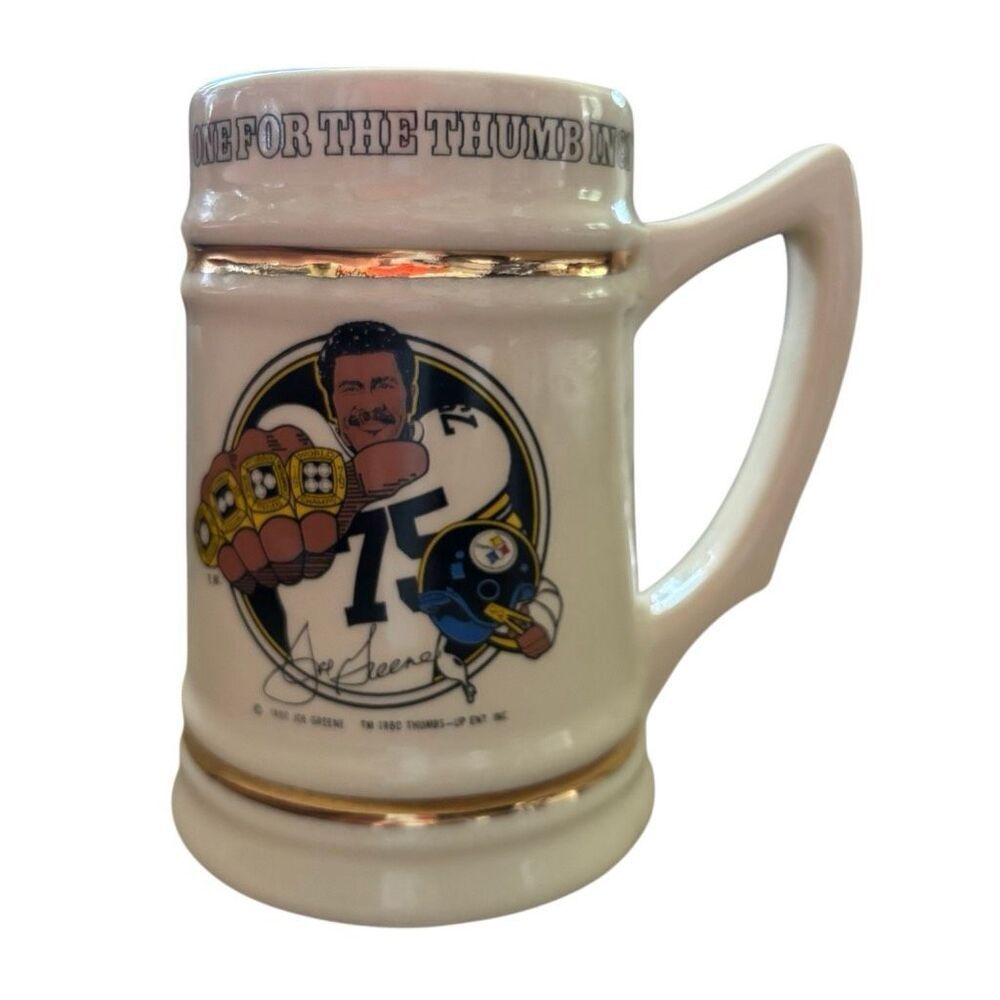 Pittsburgh Steelers Mean Joe Green One For The Thumb In 81 Beer Stein
